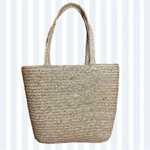 Elegant Tan Woven Tote Bag